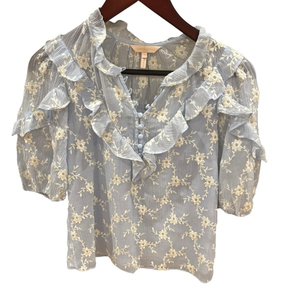 Rebecca Taylor Tops - Rebecca Taylor Light Blue Floral Blouse